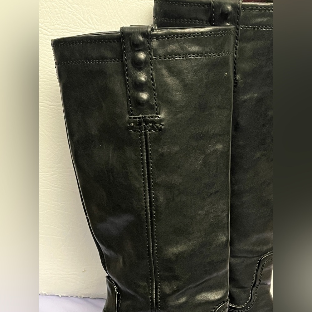 Frye Miranda Black Knee-High Genuine Leather Pull On Boots sz 7 - Picture 3 of 10